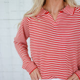 Bryant Red + Ecru Stripe Collar Sweater Things Between 