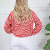 Bryant Red + Ecru Stripe Collar Sweater Things Between 