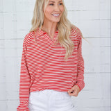 Bryant Red + Ecru Stripe Collar Sweater Things Between 