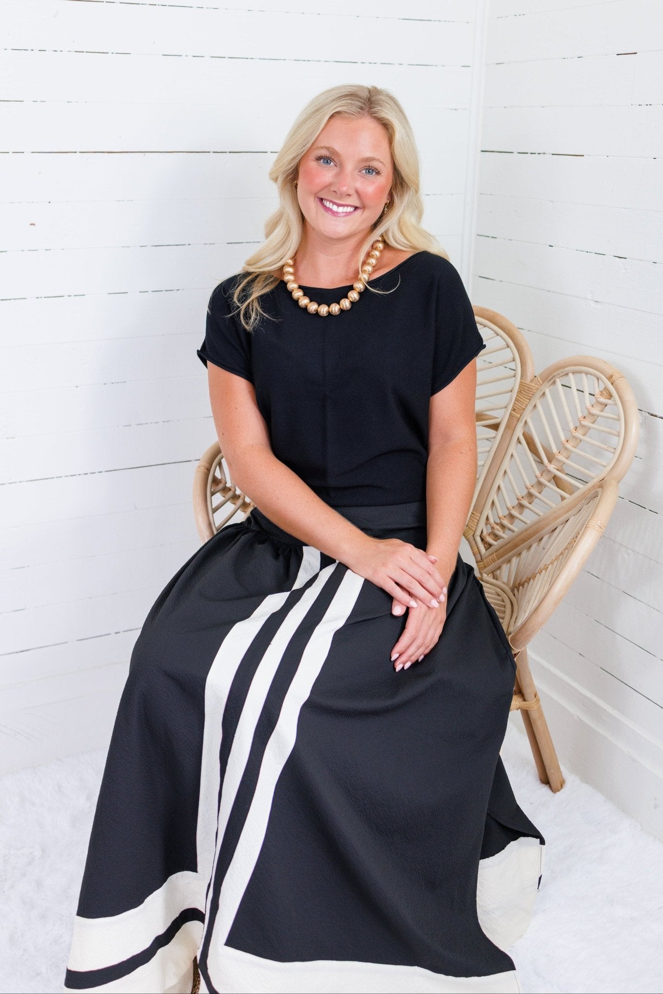 Burke Black + Ivory A-Line Maxi Skirt