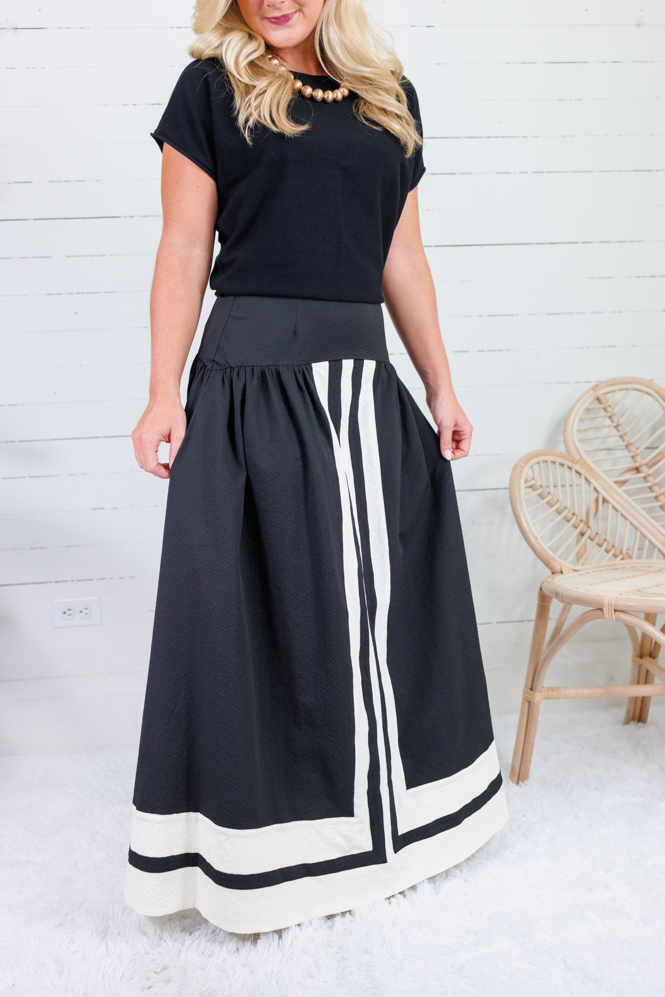 Burke Black + Ivory A-Line Maxi Skirt
