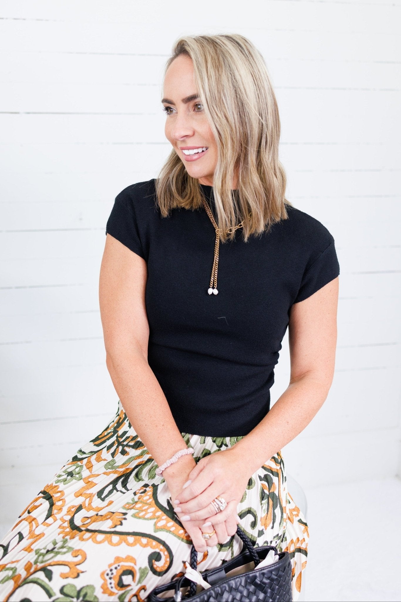 Butler Black Cap Sleeve Ruched Sweater Molly Bracken