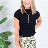 Butler Black Cap Sleeve Ruched Sweater Molly Bracken