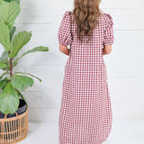 Butler Bordeaux Gingham Maxi Dress Entro