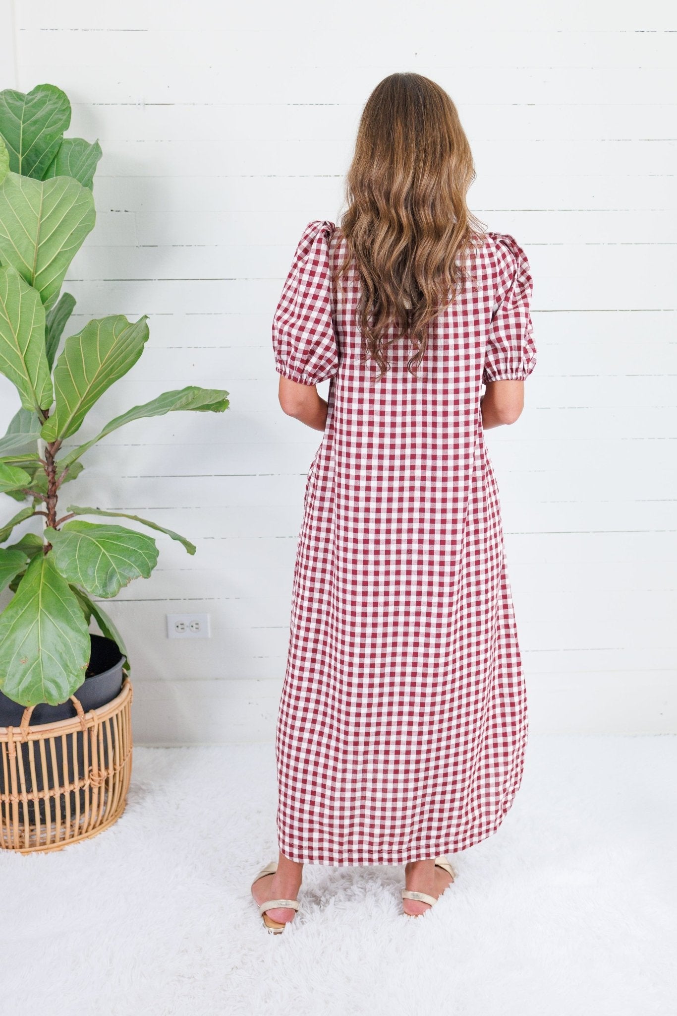 Butler Bordeaux Gingham Maxi Dress Entro