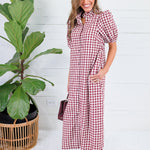 Butler Bordeaux Gingham Maxi Dress Entro