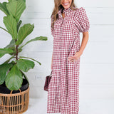 Butler Bordeaux Gingham Maxi Dress Entro