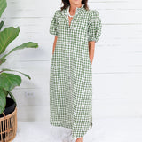 Butler Olive Gingham Maxi Dress Entro