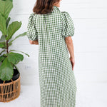 Butler Olive Gingham Maxi Dress Entro