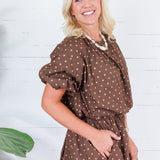 Buxton Brown Polka Dot Crop Top
