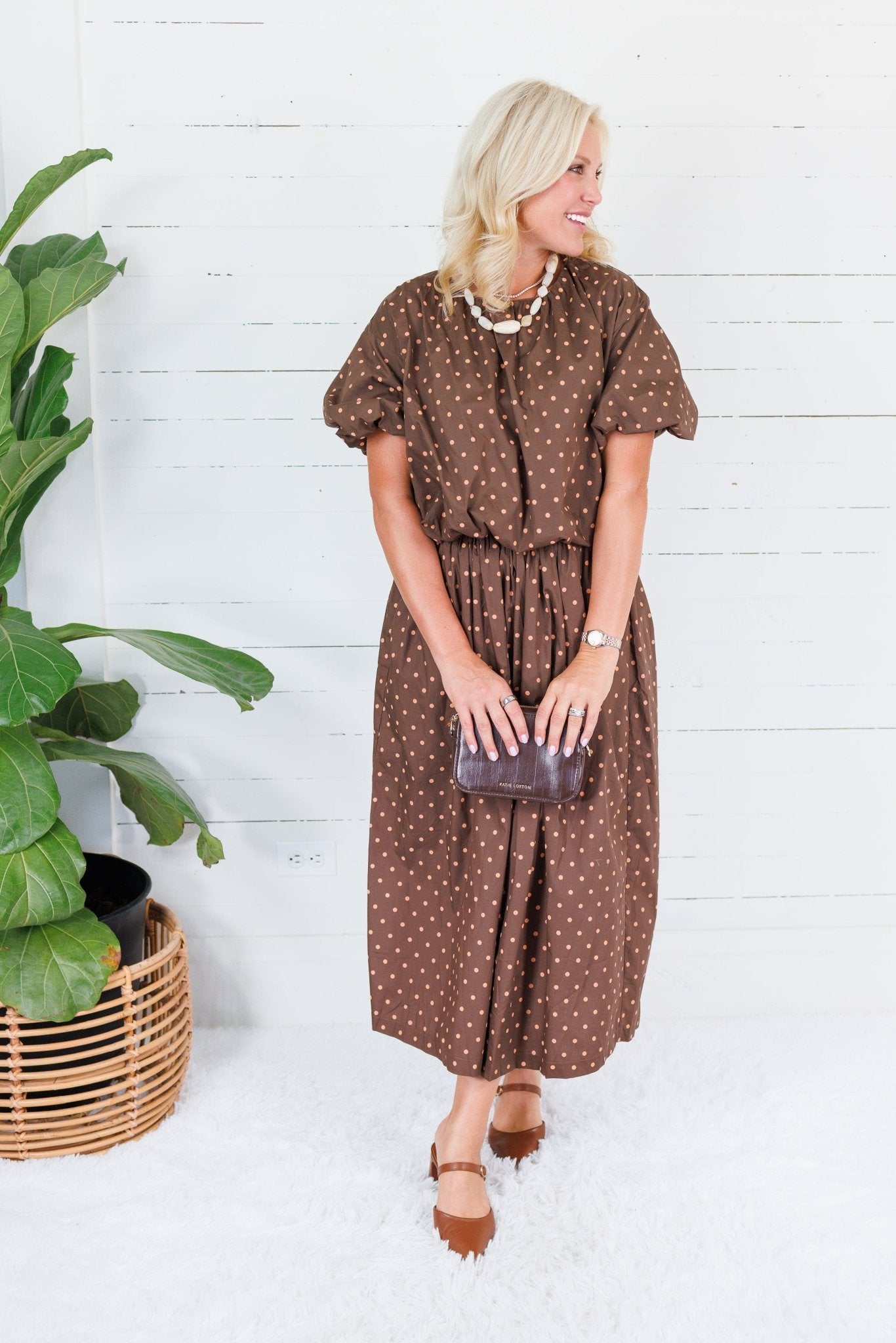 Buxton Brown Polka Dot Crop Top