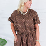 Buxton Brown Polka Dot Crop Top
