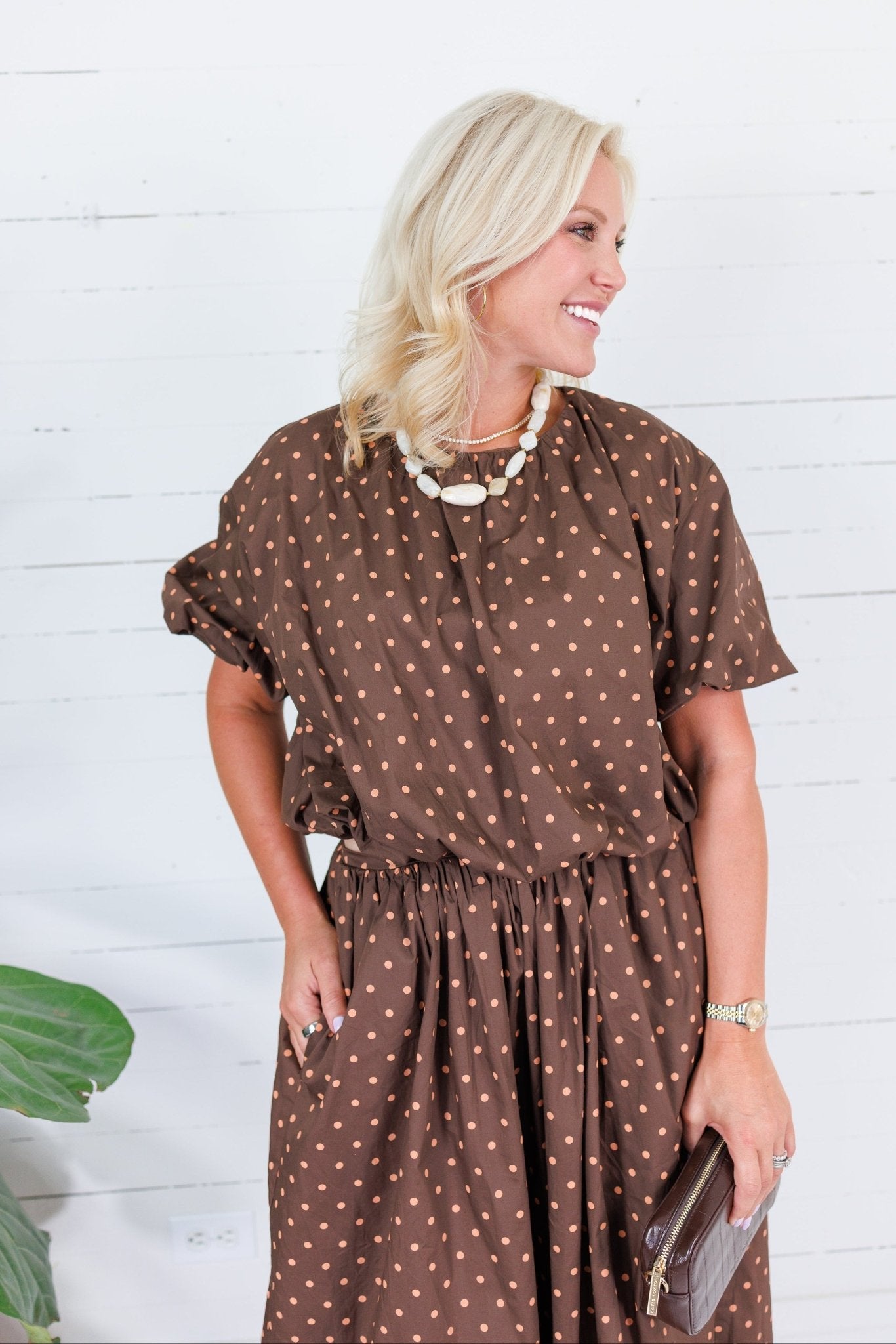 Buxton Brown Polka Dot Crop Top