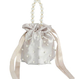 Satin Pearl Handle Bucket Bag