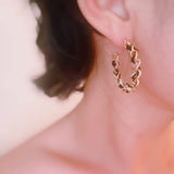 Leopard Scarf-Wrapped Chain Hoop Earrings