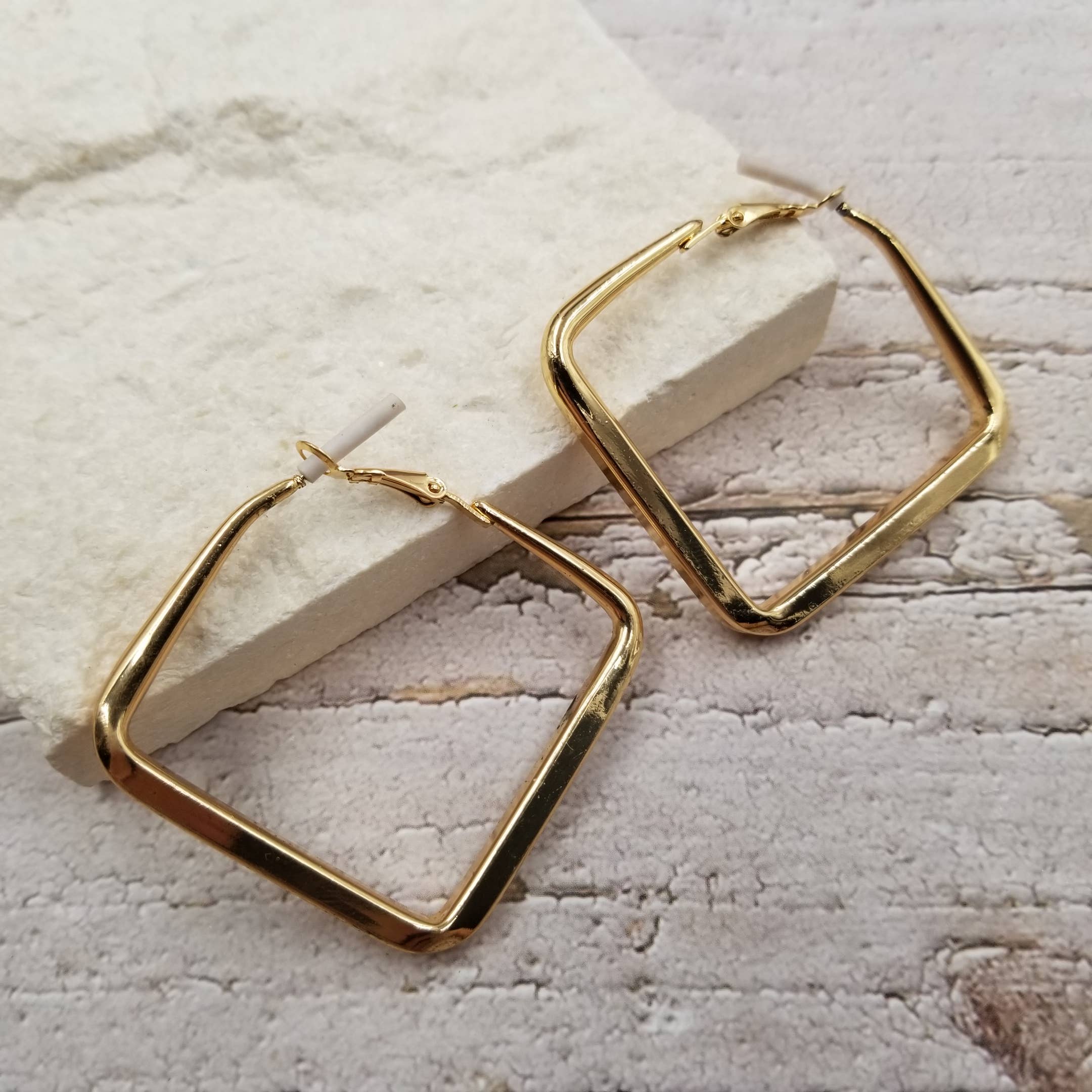 Geometric Square Earrings | Gold & Silver