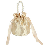 Satin Pearl Handle Bucket Bag