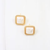 Owensboro Square Pearl Stud Gold Earring