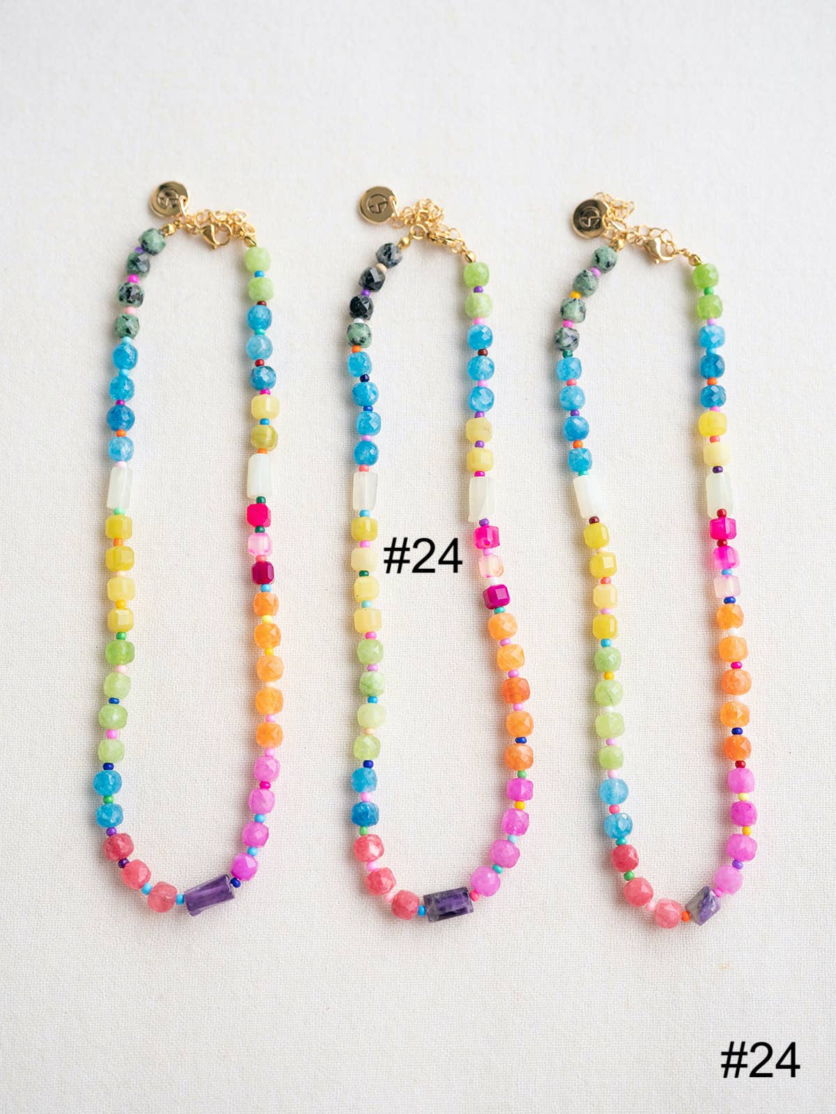 Colorful Beaded Gemstone Candy Necklace Trendy Jewelry