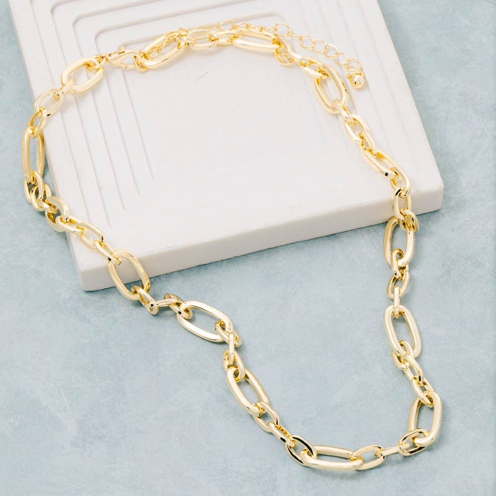 Cable Gold Chain Link Necklace - A3 Accessories - Jewelry - Clover + Bee