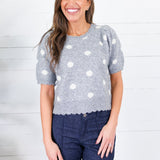 Cairo Grey Dottie Short Sleeve Sweater Entro