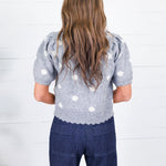 Cairo Grey Dottie Short Sleeve Sweater Entro