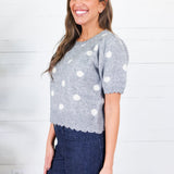 Cairo Grey Dottie Short Sleeve Sweater Entro