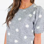 Cairo Grey Dottie Short Sleeve Sweater Entro