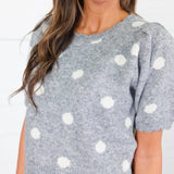 Cairo Grey Dottie Short Sleeve Sweater Entro