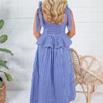 Calista Navy Gingham Peplum Maxi Dress Entro