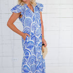 Camden Blue Tile Maxi Dress Entro