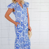 Camden Blue Tile Maxi Dress Entro