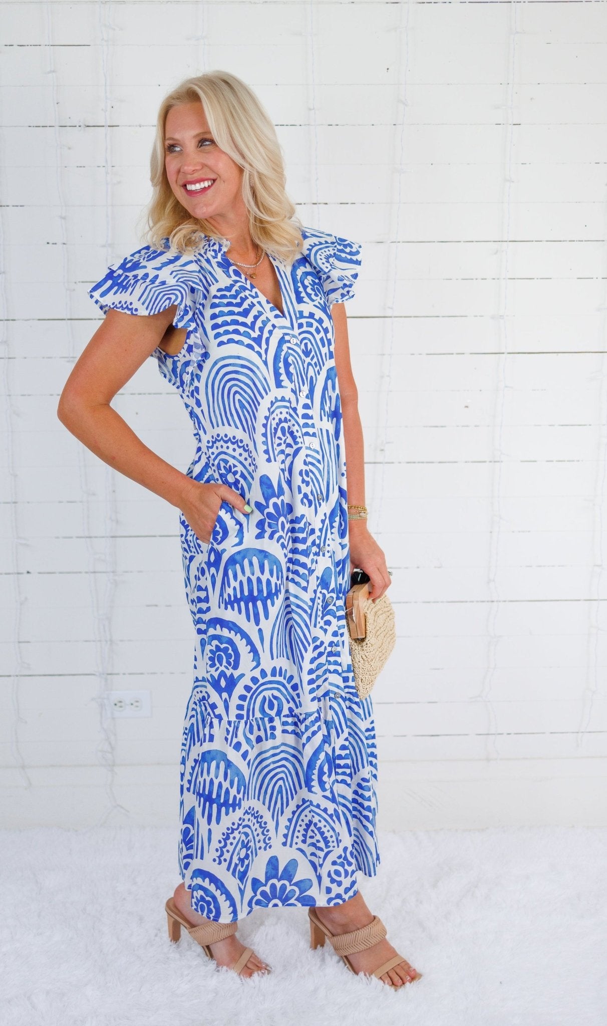 Camden Blue Tile Maxi Dress Entro