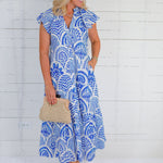 Camden Blue Tile Maxi Dress Entro