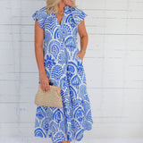 Camden Blue Tile Maxi Dress Entro