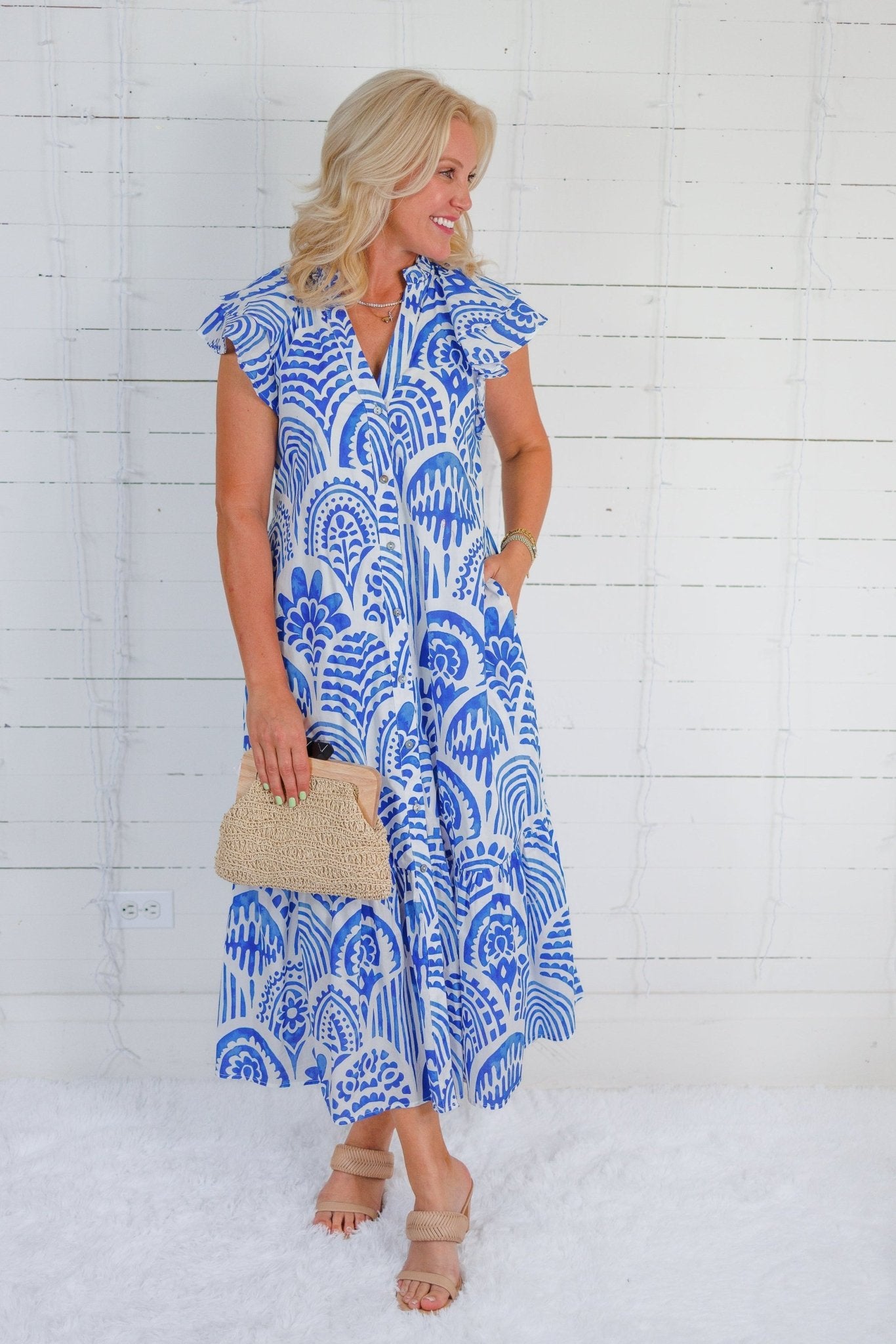 Camden Blue Tile Maxi Dress Entro