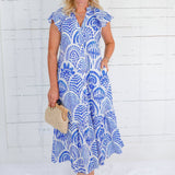 Camden Blue Tile Maxi Dress Entro