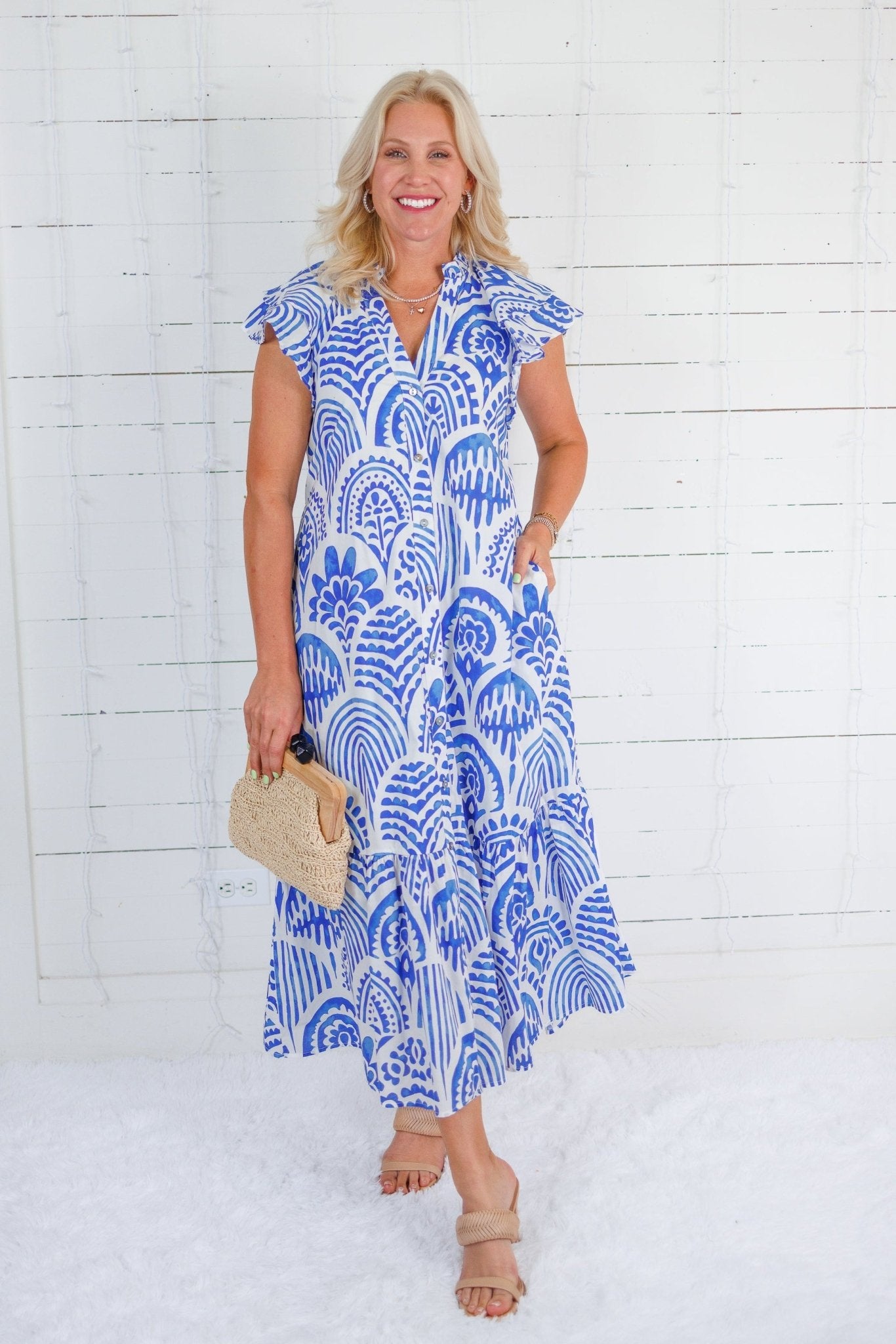 Camden Blue Tile Maxi Dress Entro