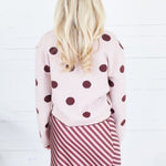 Candice Blush + Burgundy Dotty Cardigan Polagram