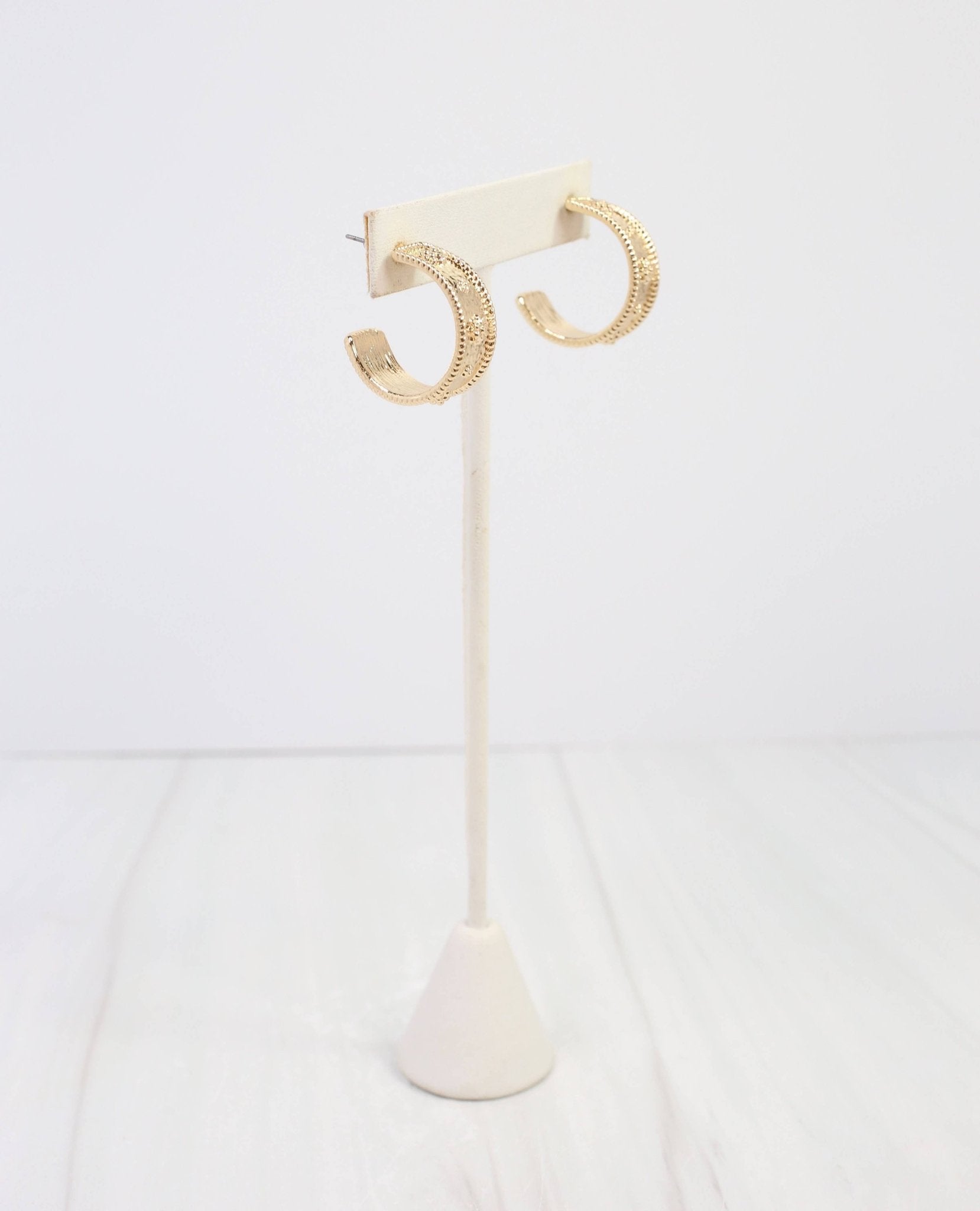 Canton Textured Hoop Gold Earring - A3 Accessories - Jewelry - Earrings - Clover + Bee