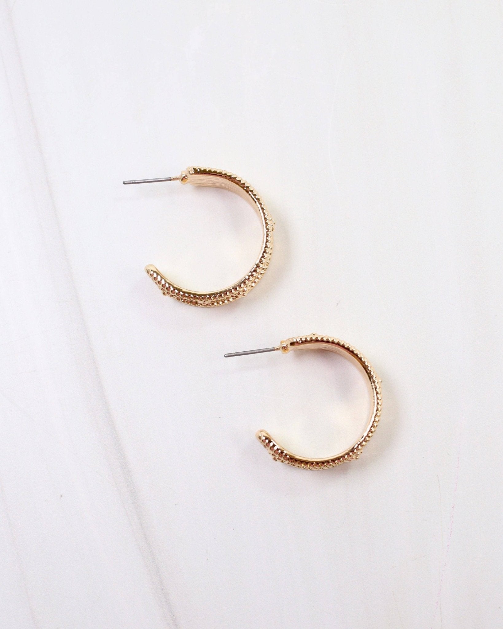 Canton Textured Hoop Gold Earring - A3 Accessories - Jewelry - Earrings - Clover + Bee