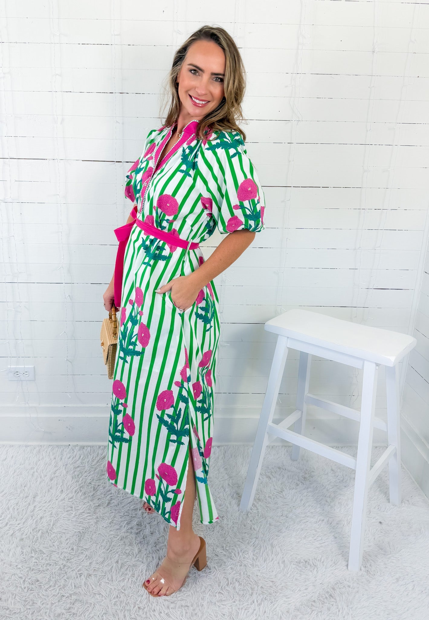 Capetown Green Floral Mix Maxi Dress Umgee