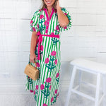 Capetown Green Floral Mix Maxi Dress Umgee