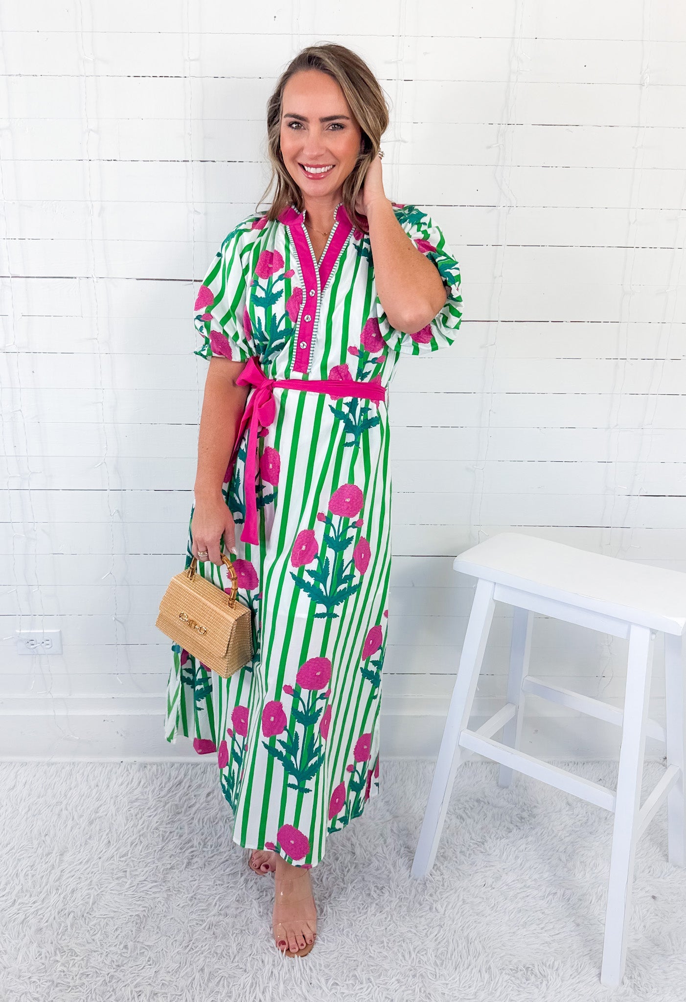 Capetown Green Floral Mix Maxi Dress Umgee