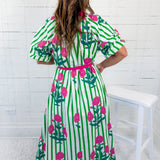 Capetown Green Floral Mix Maxi Dress Umgee