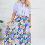 Capote Blue Pinstripe Scallop Edge Top Bon
