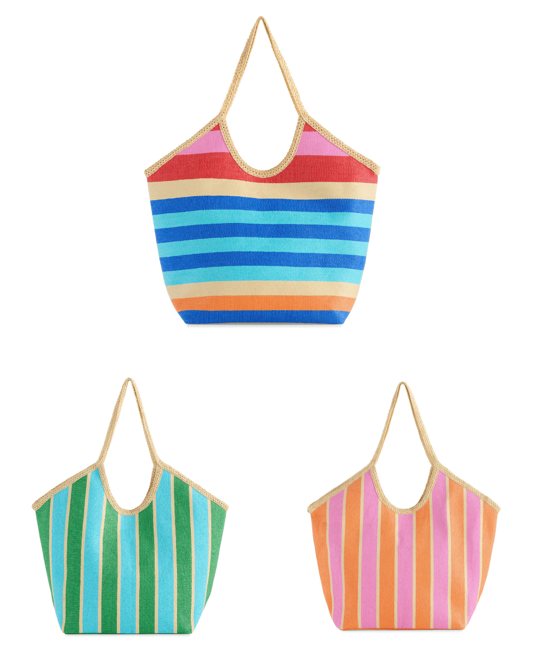 Capri Striped Straw Tote - A4 Accessories - Handbags - Clover + Bee