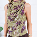Carla Olive Sheer Overlay Top Entro