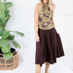 Carla Olive Sheer Overlay Top Entro