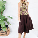 Carla Olive Sheer Overlay Top Entro